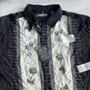 Campia Black and White Tropical Men's Shirt